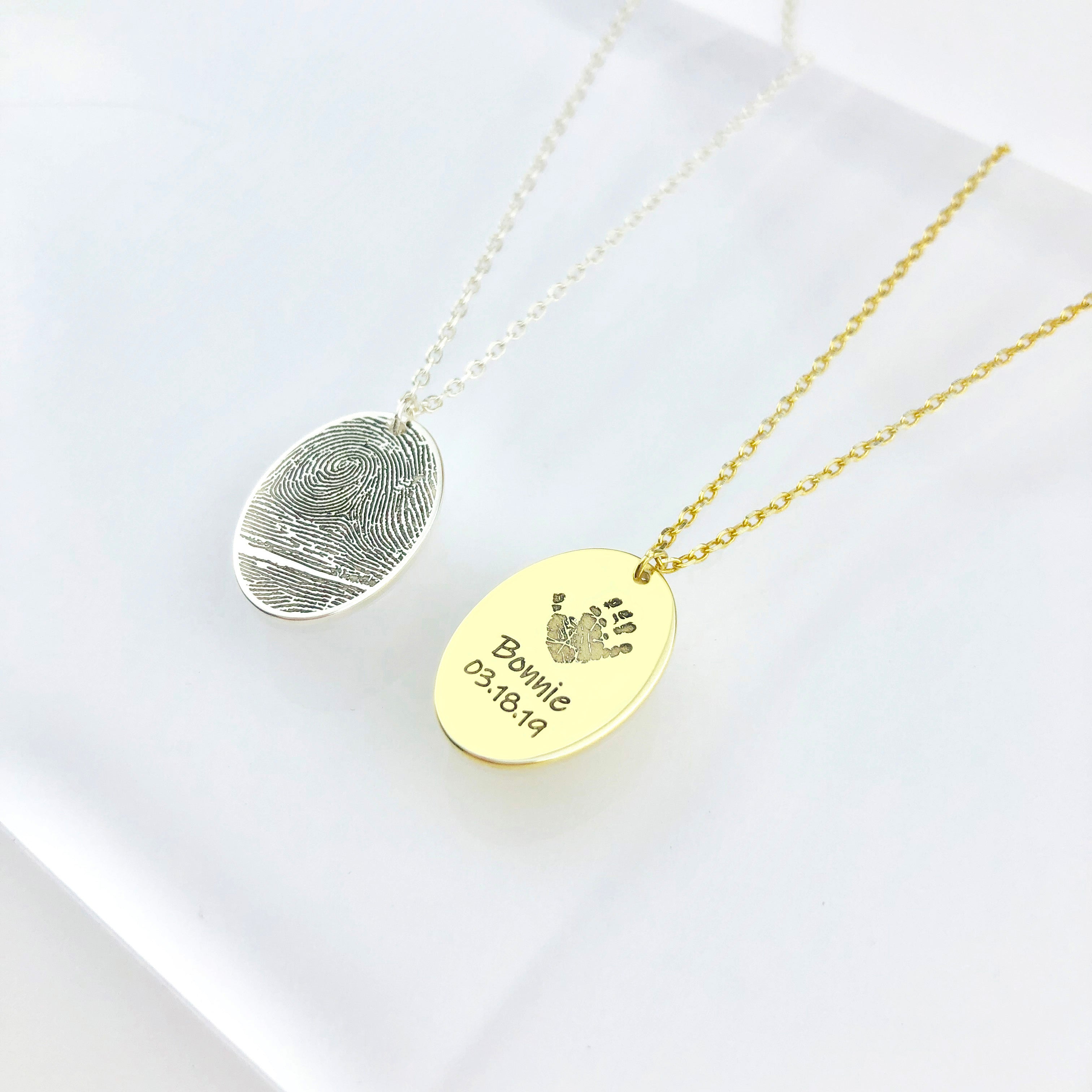 Oval fingerprint Necklace